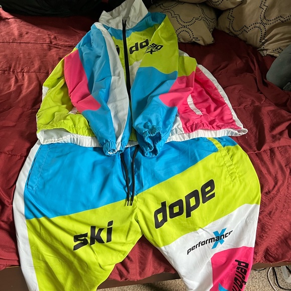 Mens lined 2piece lined wind breaker suit by Dope Sports; sz 2X - Picture 3 of 12